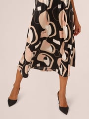 Adrianna Papell Printed Maxi A-Line Black Skirt - Image 4 of 7