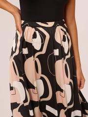 Adrianna Papell Printed Maxi A-Line Black Skirt - Image 5 of 7