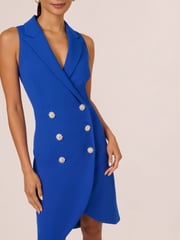 Adrianna Papell Blue Jewel Tuxedo Short Dress - Image 5 of 7