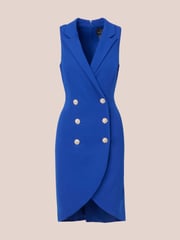 Adrianna Papell Blue Jewel Tuxedo Short Dress - Image 6 of 7