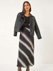 Roman Black Abstract Print A-line Midi Skirt - Image 2 of 5