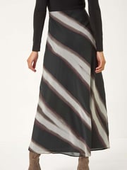 Roman Black Abstract Print A-line Midi Skirt - Image 3 of 5