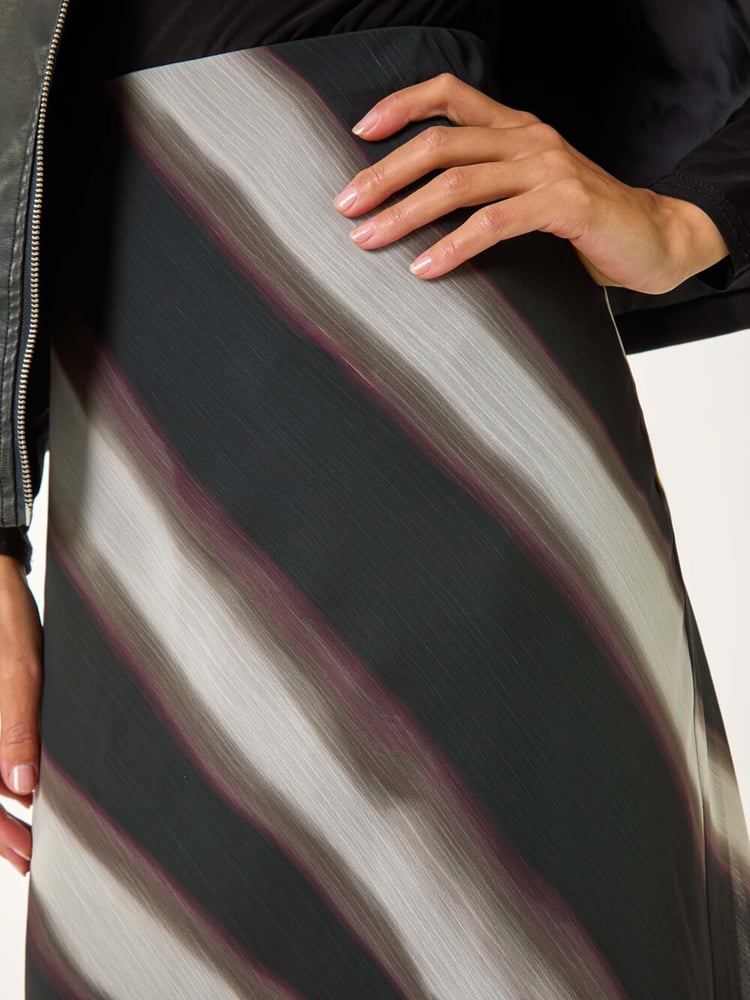 Roman Black Abstract Print A-line Midi Skirt - Image 5 of 5