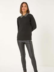 Roman Black Faux Pearl Collar Jumper - Image 2 of 5