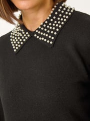 Roman Black Faux Pearl Collar Jumper - Image 5 of 5