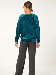 Roman Blue Bubble Hem Velvet Stretch Top - Image 3 of 5