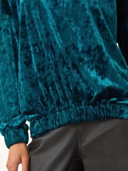 Roman Blue Bubble Hem Velvet Stretch Top - Image 5 of 5