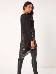 Roman Black Foil Spot Print Chiffon Hem Top - Image 3 of 5