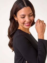 Roman Black Foil Spot Print Chiffon Hem Top - Image 4 of 5