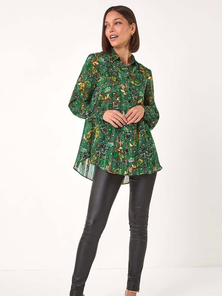 Roman Green Paisley Print Pleated Blouse - Image 2 of 5