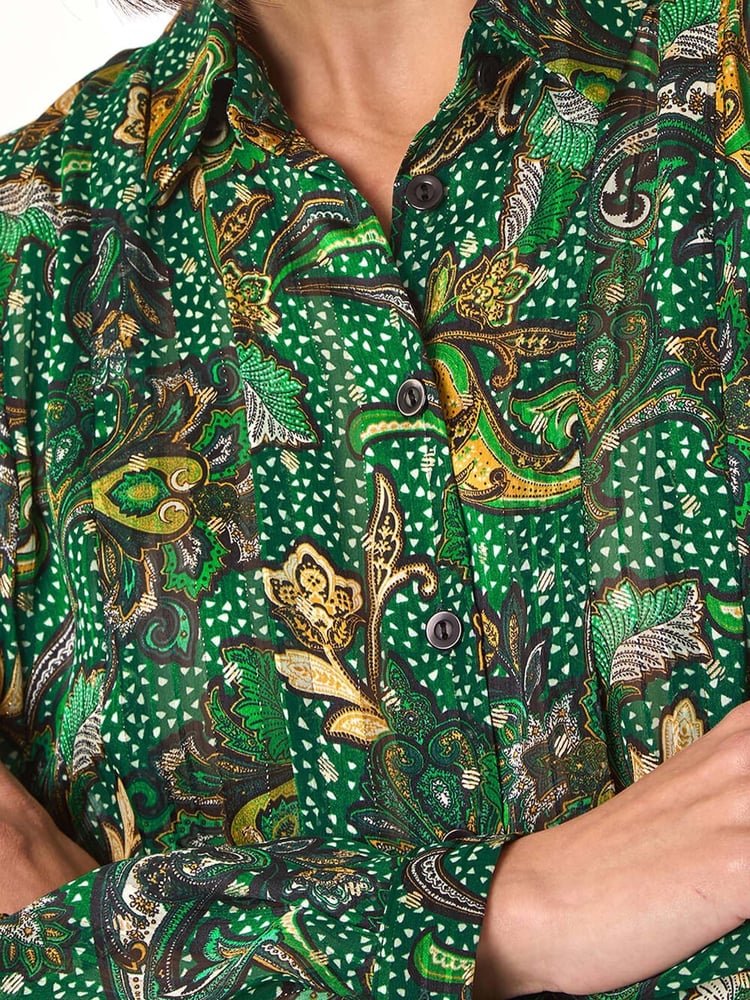 Roman Green Paisley Print Pleated Blouse - Image 5 of 5