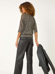 Roman Metallic Plisse Banded Hem Top - Image 3 of 5