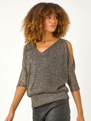Roman Metallic Plisse Banded Hem Top - Image 4 of 5
