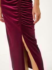 Roman Red High Neck Velvet Midi Dress - Image 5 of 5