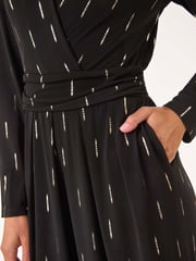 Roman Black Foil Print V-Neck Stretch Jumpsuit - Image 5 of 5
