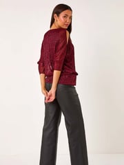 Roman Red Plisse Banded Hem Top - Image 3 of 5