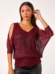 Roman Red Plisse Banded Hem Top - Image 4 of 5