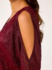 Roman Red Plisse Banded Hem Top - Image 5 of 5