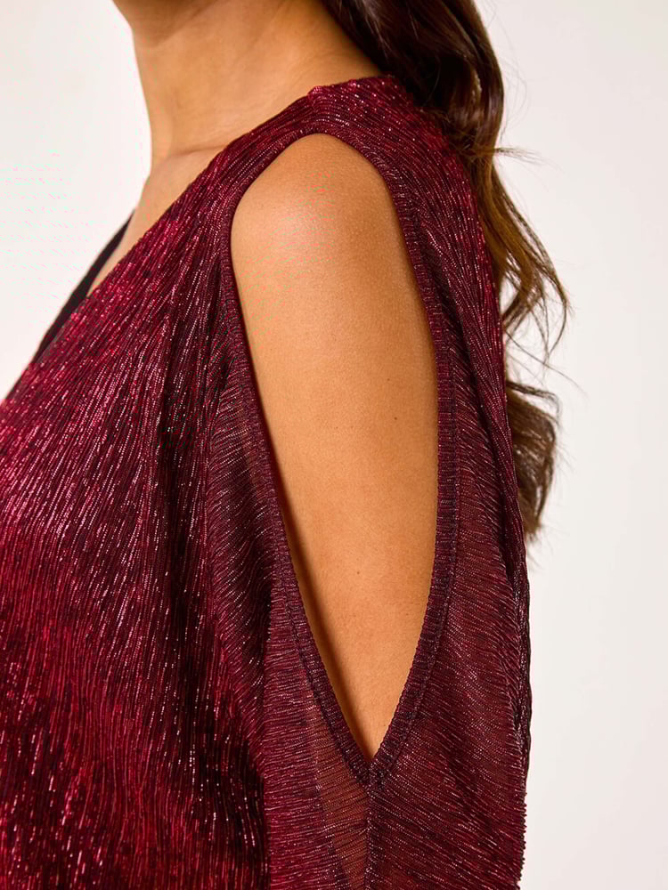 Roman Red Plisse Banded Hem Top - Image 5 of 5