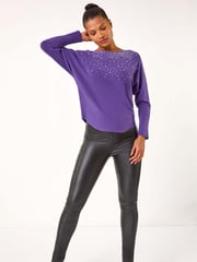 Roman Purple Scattered Embellished Knit Jumper - Image 2 of 5