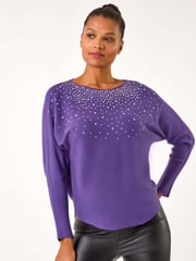 Roman Purple Scattered Embellished Knit Jumper - Image 4 of 5