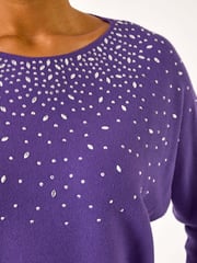 Roman Purple Scattered Embellished Knit Jumper - Image 5 of 5
