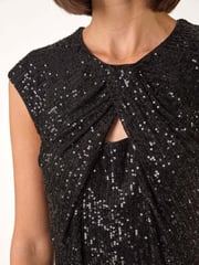 Roman Black Sequin Twist Front Jumpsuit - Image 5 of 5