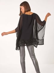 Roman Black Sequin Hem Contrast Top - Image 3 of 5