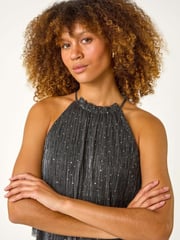 Roman Metallic Shimmer Plisse Jumpsuit - Image 4 of 5