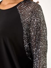 Roman Metallic Sequin Sleeve Tunic Stretch Top - Image 5 of 5