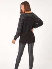 Roman Black V-Neck Boyfriend Hotfix Jumper - Image 3 of 5