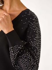 Roman Black V-Neck Boyfriend Hotfix Jumper - Image 5 of 5