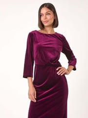 Roman Red Velvet Bodycon Midi Dress - Image 1 of 5