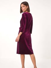 Roman Red Velvet Bodycon Midi Dress - Image 3 of 5