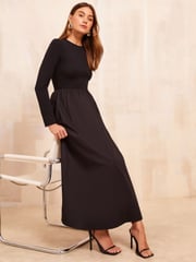 Friends Like These Black Petite Long Sleeve Midi Dress - Image 1 of 4