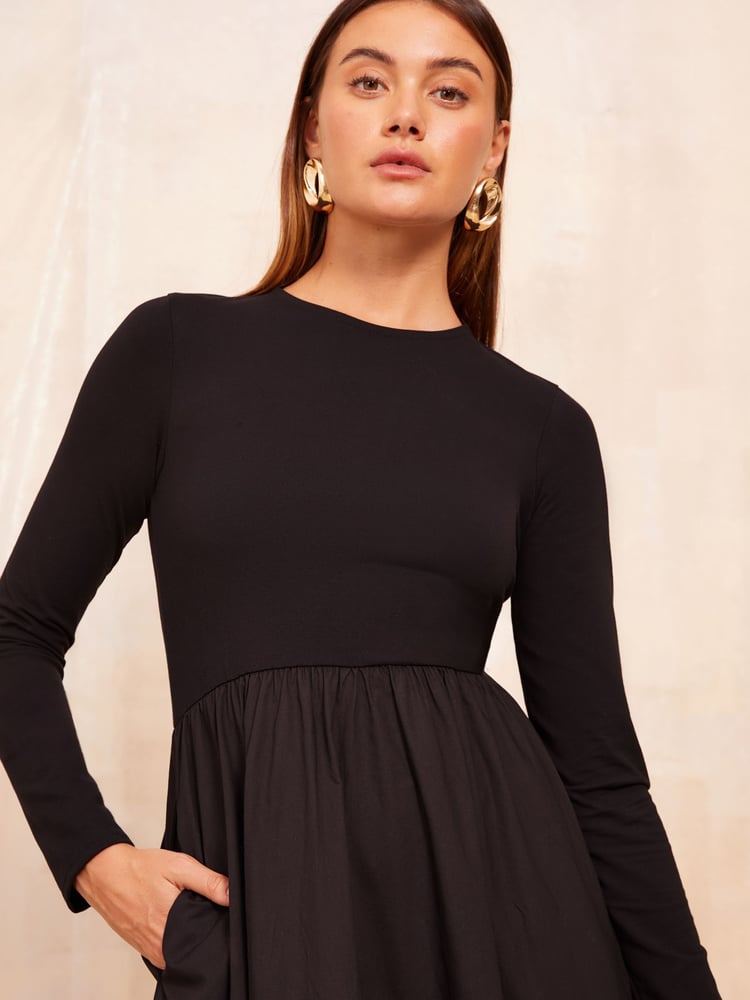 Friends Like These Black Petite Long Sleeve Midi Dress - Image 2 of 4