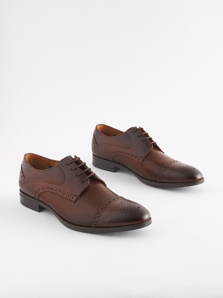 Brown Embossed Toecap Shoes - Image 1 of 8 Brown Embossed Toecap Shoes - Image 1 of 8