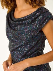 Roman Purple Sequin Cowl Neck Maxi Stretch Dress - Image 5 of 5