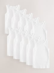 White 100% Cotton Vests 10 Pack (1.5-16yrs) - Image 1 of 14