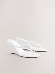 White Forever Comfort® Toe Thong Wedge Heels - Image 1 of 5