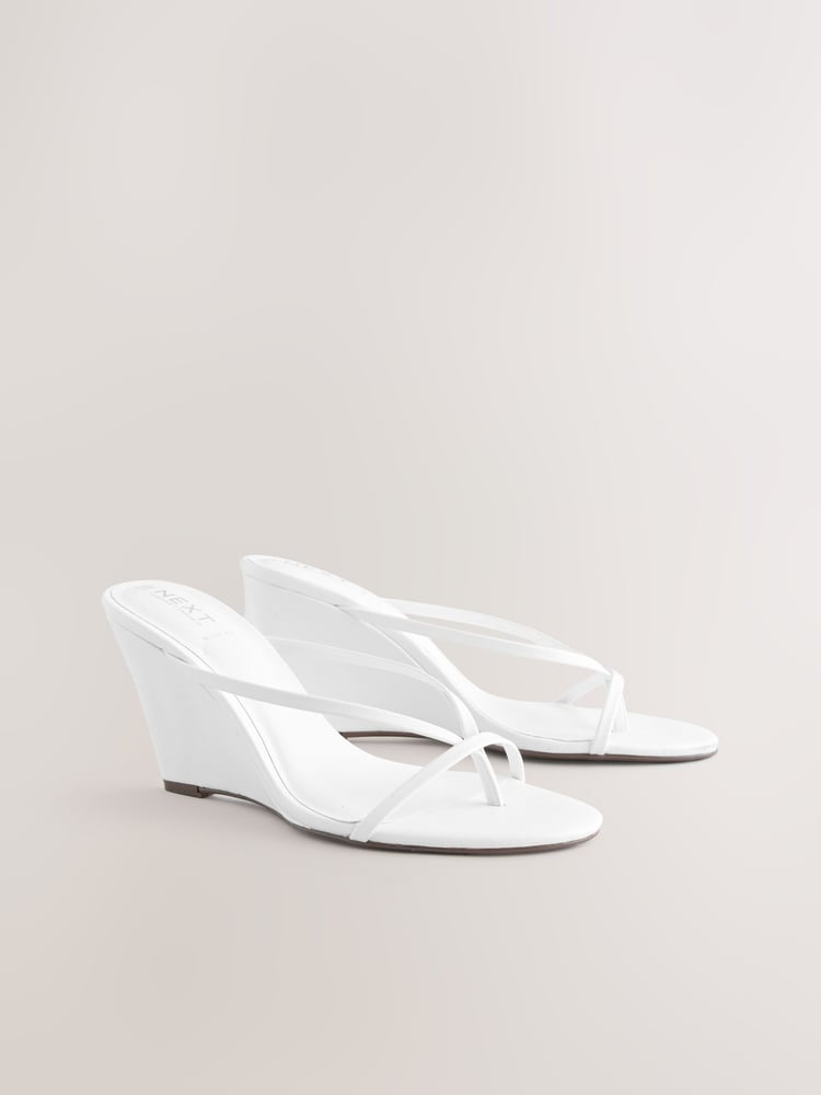 White Forever Comfort® Toe Thong Wedge Heels - Image 1 of 5