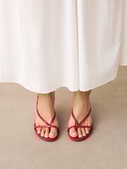 Red Forever Comfort® Toe Thong Wedge Heels - Image 1 of 8