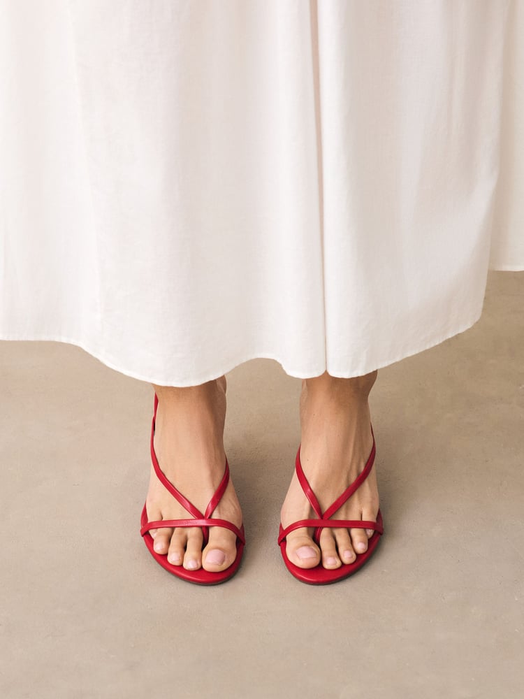 Red Forever Comfort® Toe Thong Wedge Heels - Image 1 of 8