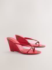 Red Forever Comfort® Toe Thong Wedge Heels - Image 4 of 8