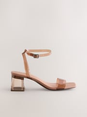 Camel Nude Forever Comfort® Square Toe Vinyl Low Block Sandals - Image 3 of 5