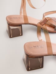 Camel Nude Forever Comfort® Square Toe Vinyl Low Block Sandals - Image 4 of 5