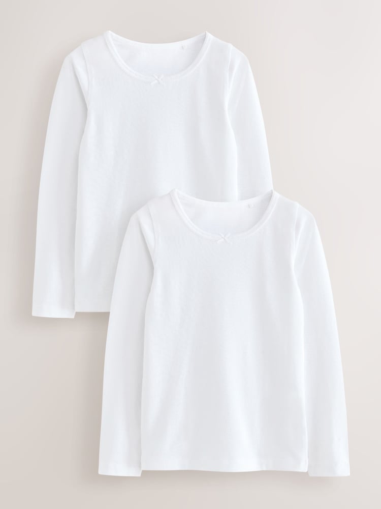 White Long Sleeve Vests 2 Pack (1.5-12yrs) - Image 1 of 6