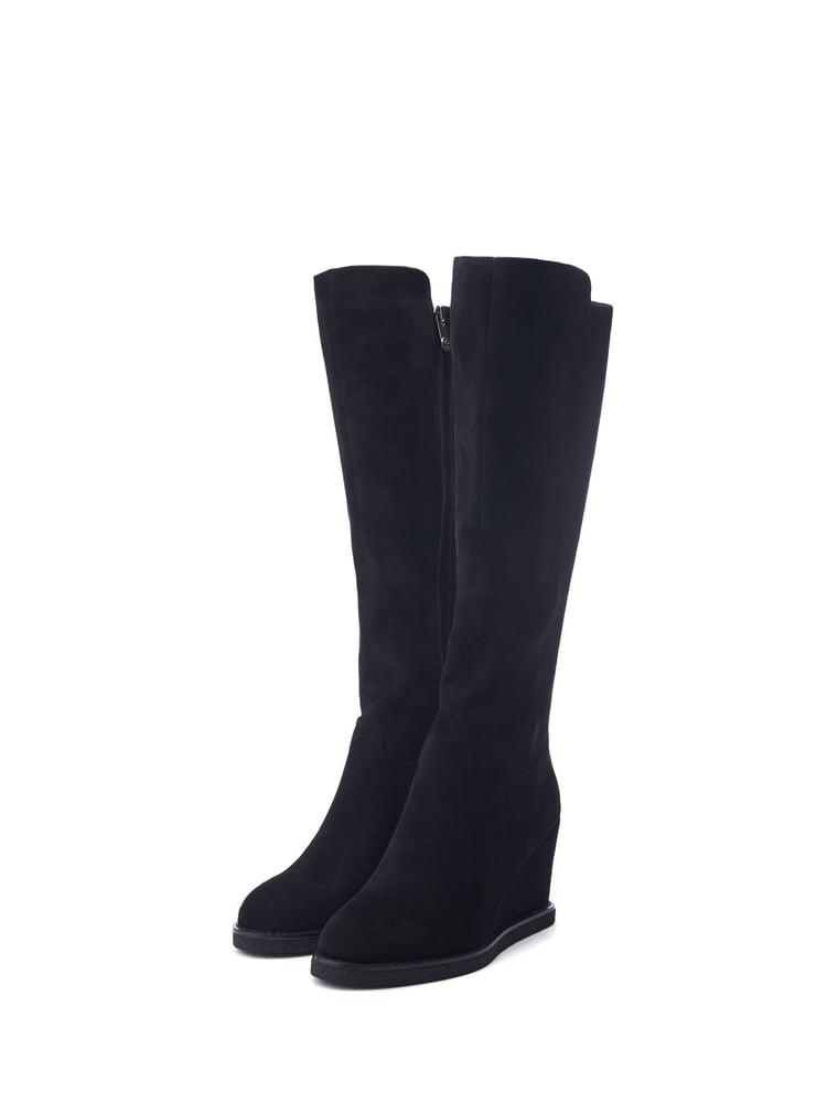 Moda in Pelle Sherri Knee High Wedge Black Boots - Image 2 of 4