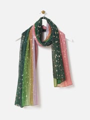 Oliver Bonas Green & Pink Ombre Foil Scarf - Image 1 of 5