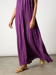 Ro&Zo Purple Metallised Fibres Twist Neck Maxi Dress - Image 7 of 9